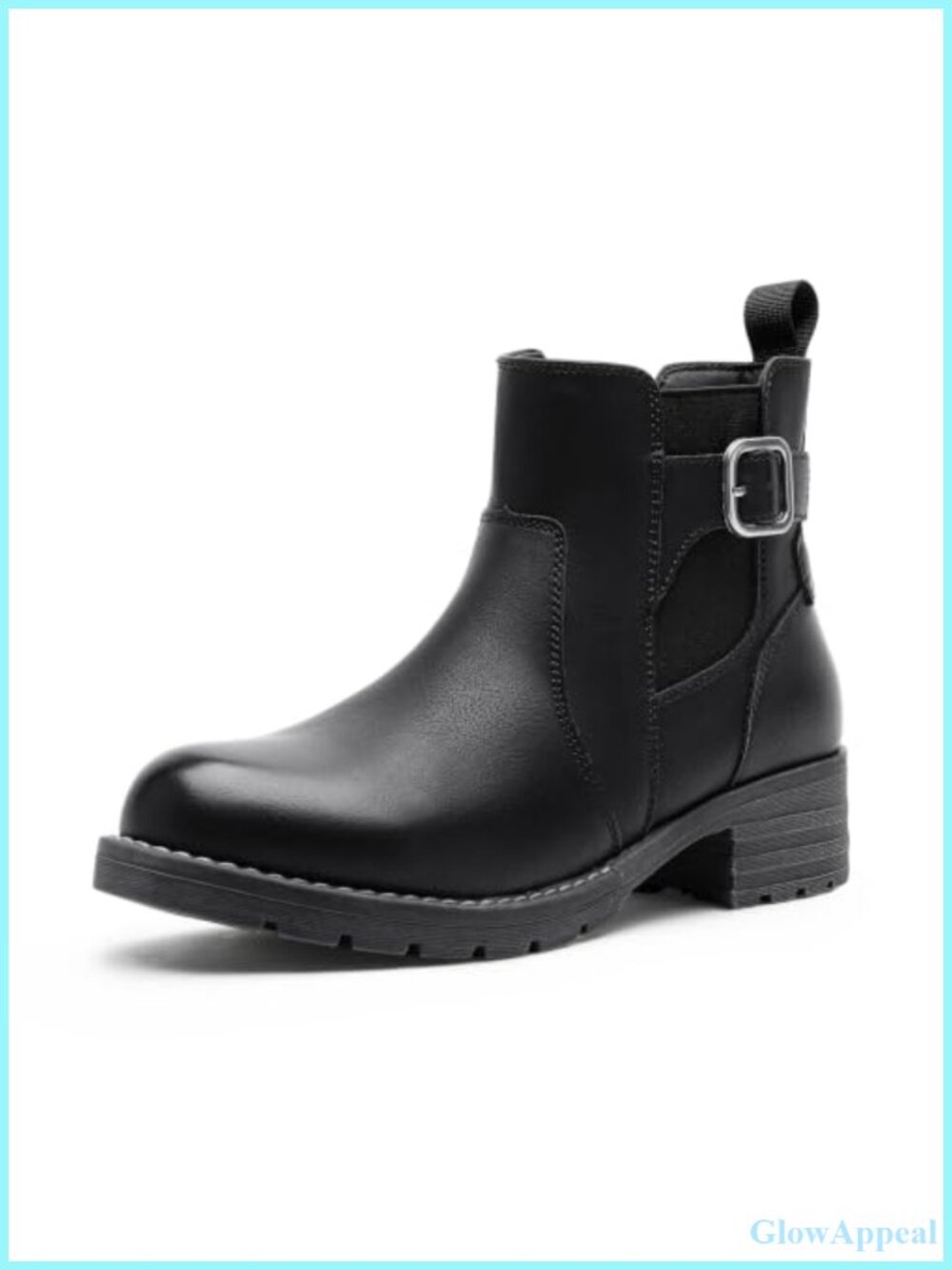 Women's Faux Leather Chelsea Ankle Boots Low Block Heel Pull On Booties